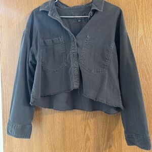 American Eagle Cropped Grey Denim Jacket